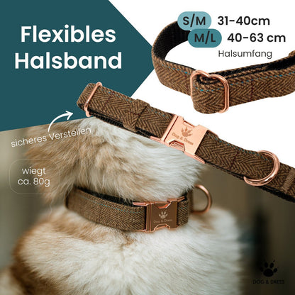 Hundehalsband "Argos", braun mit Nylon verstärkt