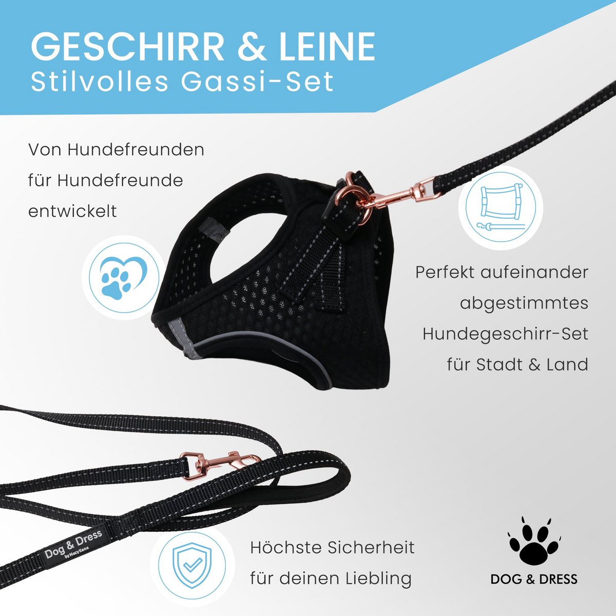 Hundegeschirr + Leine Set "Little one" für Welpen