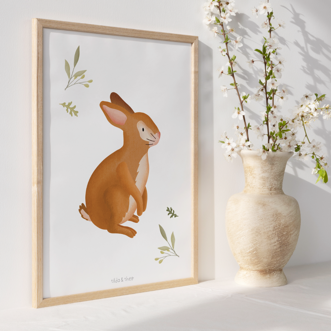 Poster bunny children's room - children's poster baby animals rabbits
