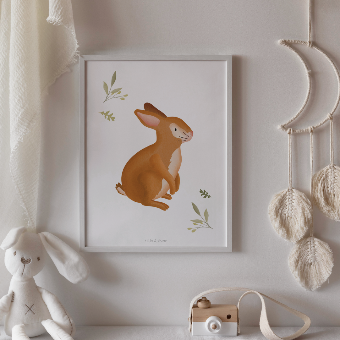 Poster bunny children's room - children's poster baby animals rabbits