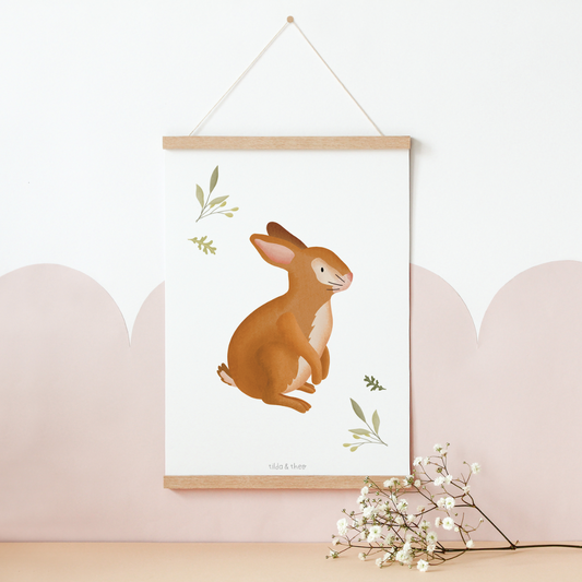 Poster Hase Kinderzimmer - Kinderposter Baby Tiere Kaninchen