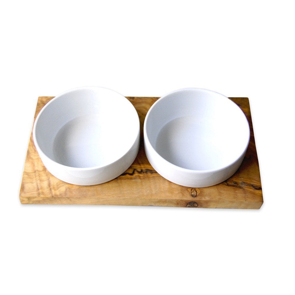 DANDY feeding station (2 x 0.4 l porcelain bowls) for dogs or cats